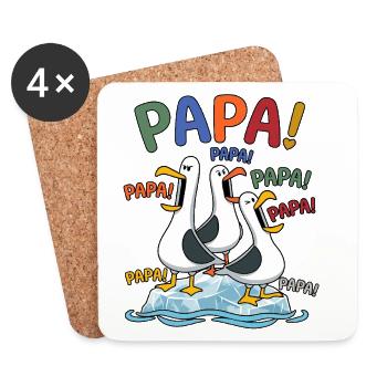 Lustige Papa Möwen auf Eisscholle - Comic Design - Untersetzer (4er-Set) - Weiß - Vorne