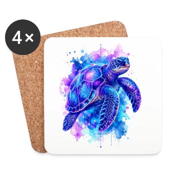 Sea turtle, turtle, water turtle - Coasters (set of 4) - white - Front
