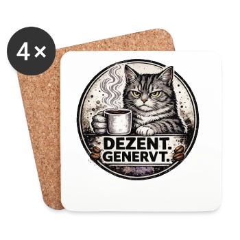 Kaffeekater: Dezentes Genervt - Untersetzer (4er-Set) - Weiß - Vorne