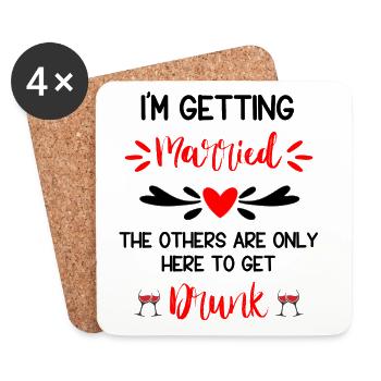 Humour sur le mariage de la mariée - Dessous de verre (lot de 4) - blanc - Devant