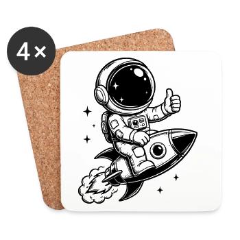 Astronaute en aventure spatiale - Dessous de verre (lot de 4) - blanc - Devant