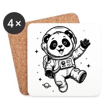 Astronaut Panda Weltraum Winken Abenteuer - Untersetzer (4er-Set) - Weiß - Vorne