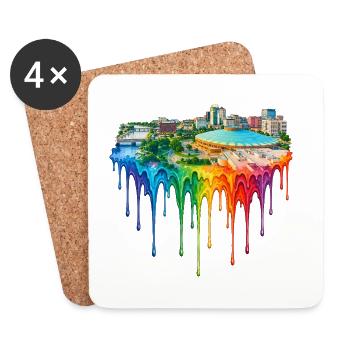 Wichita, Kansas with dripping paint - Coasters (set of 4) - white - Front