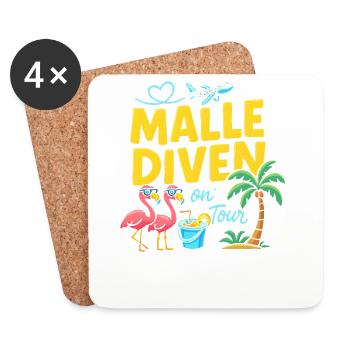 Malle Diven On Tour Damen Flamingo Mallorca Party - Untersetzer (4er-Set) - Weiß - Vorne