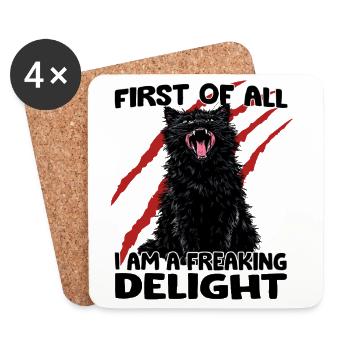 Naughty Black Cat Goblin Fashion Cat Madness - Coasters (set of 4) - white - Front