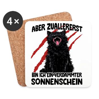 Chaos Goblin Katze schwarze Katze Kratzmonster - Untersetzer (4er-Set) - Weiß - Vorne
