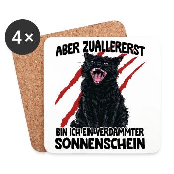 Schwarze Katze Goblin Mode aggressive Katze Zoomie - Untersetzer (4er-Set) - Weiß - Vorne