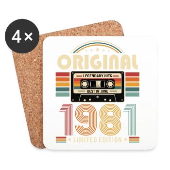 45th Birthday Gift Vintage June Vintage 1981 - Coasters (set of 4) - white - Front
