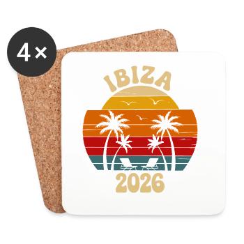 Ibiza 2026 Sunset Palm Trees - Coasters (set of 4) - white - Front