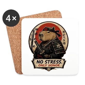 Samurai Hamster – Keine Sorge, Ehre - Untersetzer (4er-Set) - Weiß - Vorne