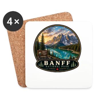 Banff National Park Vacation Camping Hiking Nature - Coasters (set of 4) - white - Front