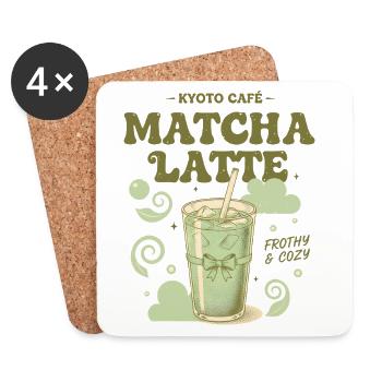Kyoto Cafe Matcha Latte Schaumiger und gemütlicher Matcha-Tee - Untersetzer (4er-Set) - Weiß - Vorne
