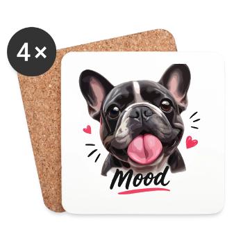 Ambiance Bouledogue Français Drôle - Dessous de verre (lot de 4) - blanc - Devant