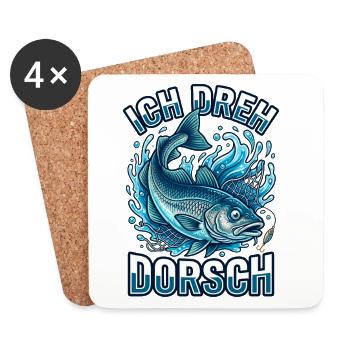 Ich dreh Dorsch Lustiger Angler Fisch - Untersetzer (4er-Set) - Weiß - Vorne