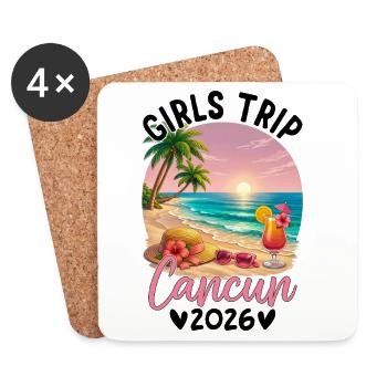 Girls Trip Cancun 2026 - Untersetzer (4er-Set) - Weiß - Vorne