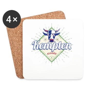 Kempten in Bayern Deutschland Vintage Kuh Design - Untersetzer (4er-Set) - Weiß - Vorne