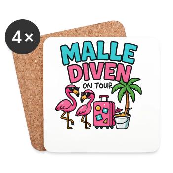 Malle Divas On Tour Women's Flamingo Mallorca Party - Coasters (set of 4) - white - Front