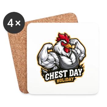 Lustiges Gym Huhn Shirt für Männer Brusttag - Untersetzer (4er-Set) - Weiß - Vorne