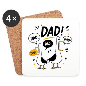 Lustige Möwe Papa Vatertag Papa Möwen - Untersetzer (4er-Set) - Weiß - Vorne