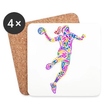 Handball Women Handball Player Colorful Handball Player - Coasters (set of 4) - white - Front