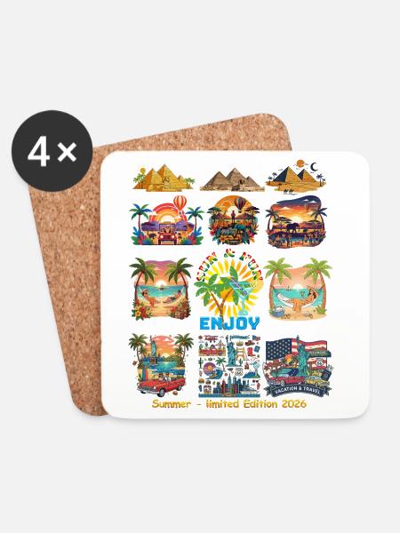 Sommer Urlaub – Limited Edition 2026 - Untersetzer (4er-Set) - Weiß