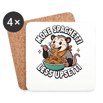 More spaghetti, less trouble, possum children's splits - Coasters (set of 4) - white - Front