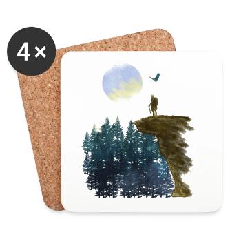 Aventure de randonneurs en montagne et sur rochers - Dessous de verre (lot de 4) - blanc - Devant