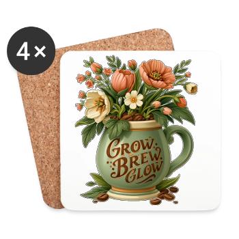 Grow Brew Glow Mug Flora - Untersetzer (4er-Set) - Weiß - Vorne