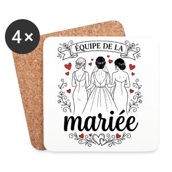 Équipe de la Mariée EVJF Témoin Mariage - Dessous de verre (lot de 4) - blanc - Devant