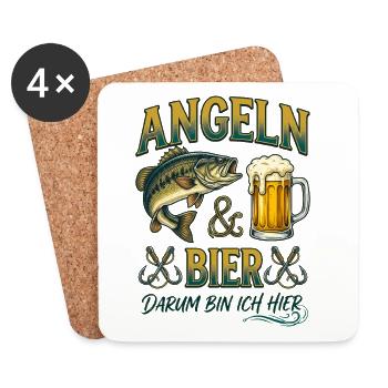 Angeln und Bier Darum Bin Ich Hier Barsch - Untersetzer (4er-Set) - Weiß - Vorne