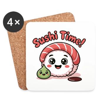 Sushi-Zeitwurf-Symbol - Untersetzer (4er-Set) - Weiß - Vorne