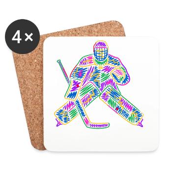 Eishockey Torwart Kinder Bunter Eishockeyspieler - Coasters (set of 4) - white - Front