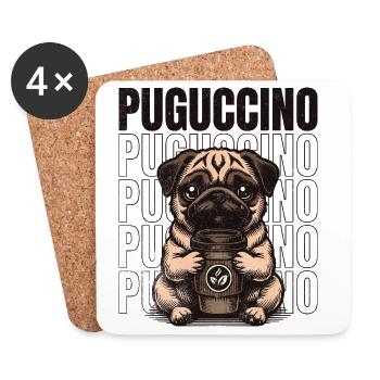 Puguccino Pug Kaffee & Coffee Vibes - Coasters (set of 4) - white - Front
