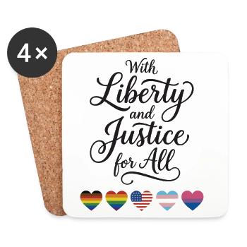 LGBTQ-Pride-Monat – Mit Freiheit und Gerechtigkeit für A - Untersetzer (4er-Set) - Weiß - Vorne