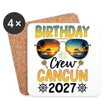 Équipe d’anniversaire Cancún 2027 - Dessous de verre (lot de 4) - blanc - Devant