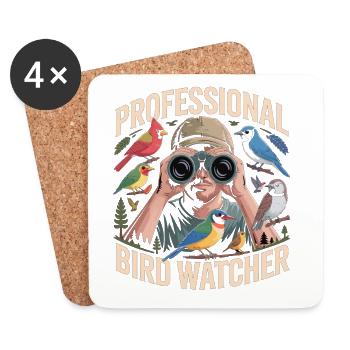 Observateur professionnel d’oiseaux Observateur d’oiseaux - Dessous de verre (lot de 4) - blanc - Devant