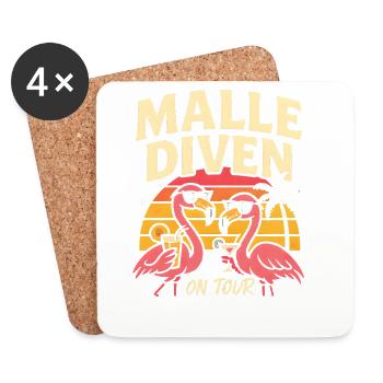 Malle Divas On Tour Women's Flamingo Mallorca Party - Coasters (set of 4) - white - Front