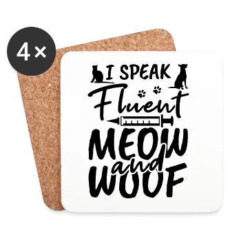 Meow and woof - Coasters (set of 4) - white - Front