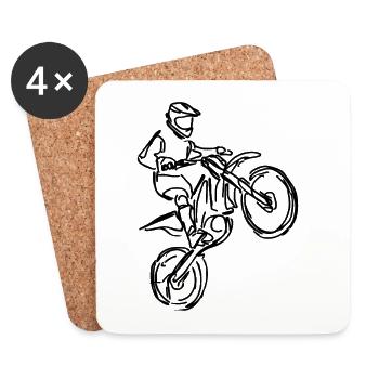 Dessin en motocross - Dessous de verre (lot de 4) - blanc - Devant