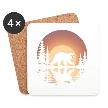 Mammouth au coucher du soleil dans la forêt de pins - Dessous de verre (lot de 4) - blanc - Devant