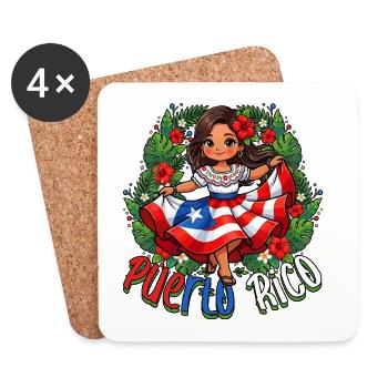 Puerto Rico Girl Puerto Rican Lady Cute Kawaii - Untersetzer (4er-Set) - Weiß - Vorne