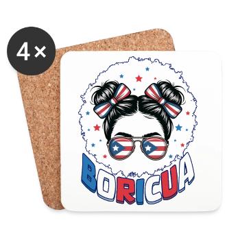 Boricua Girl Puerto Rican Puerto Rico Hispanic - Coasters (set of 4) - white - Front
