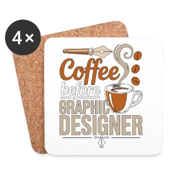 Graphiste Designer de logo de café Amant du café - Dessous de verre (lot de 4) - blanc - Devant