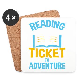 Lesen ist Ticket zu Abenteuern - Untersetzer (4er-Set) - Weiß - Vorne