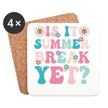 Summer Break Retro Floral Lettering - Coasters (set of 4) - white - Front