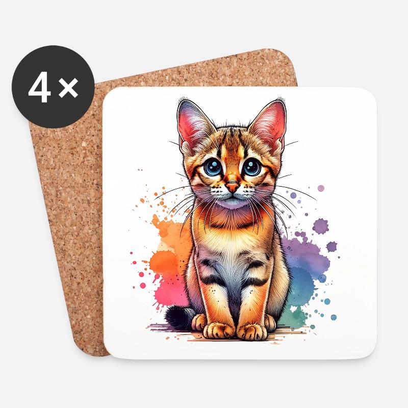 Cadeau du chat de Savannah - Dessous de verre (lot de 4) - blanc