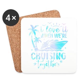 Croisière ensemble Palms & Yacht - Dessous de verre (lot de 4) - blanc - Devant