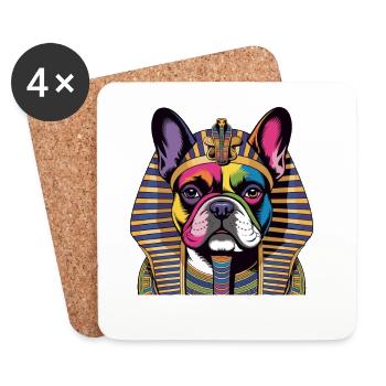 Pharaoh Dog Rainbow Portrait - Coasters (set of 4) - white - Front