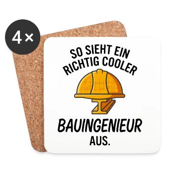 Cooler Bauingenieur Bauhelm Stahlträger Spruch - Untersetzer (4er-Set) - Weiß - Vorne