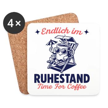 Endlich im Ruhestand Zeit für Kaffee - Untersetzer (4er-Set) - Weiß - Vorne